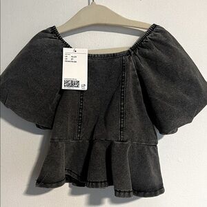 H&M Charcoal Peplum Blouse